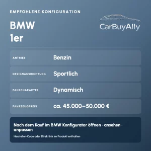 BMW 1er (Benzin) &bull; Sportlich &bull; Empfohlene Konfiguration