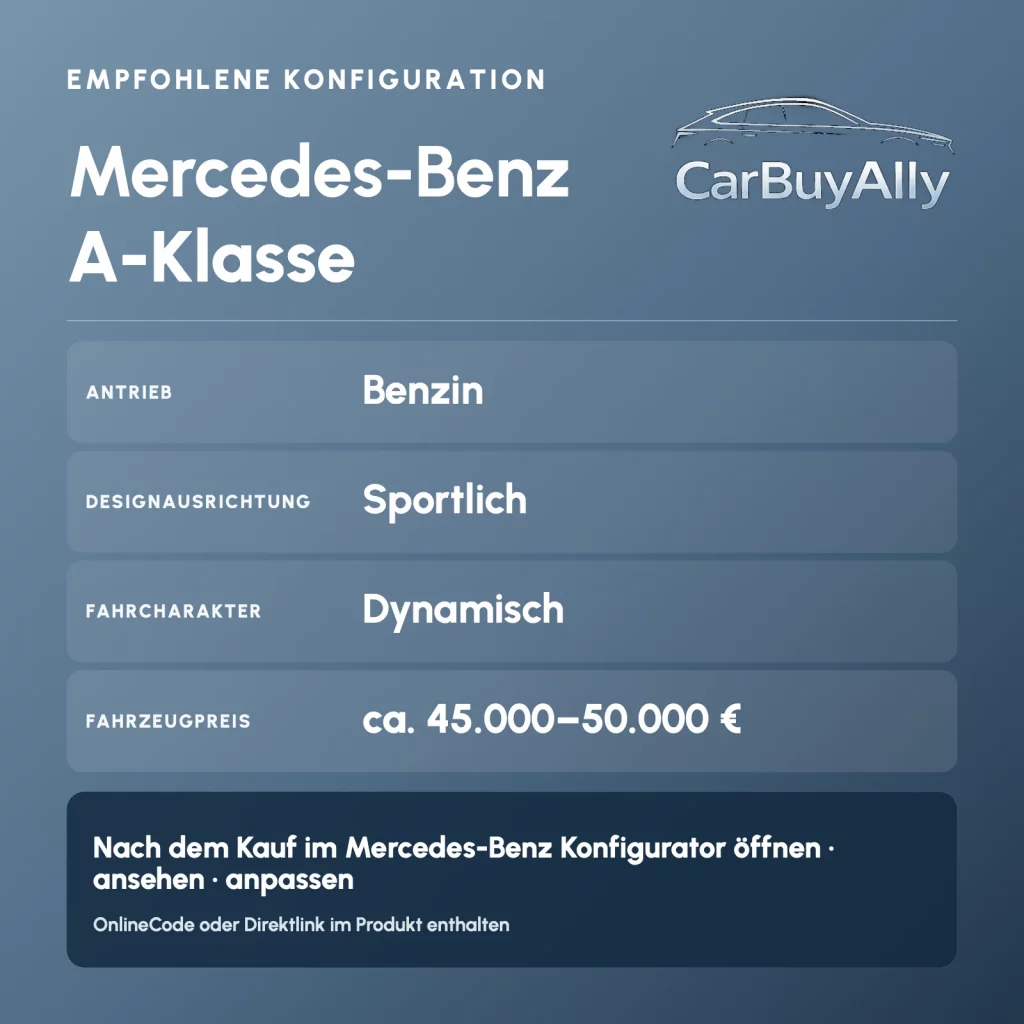Mercedes-Benz A-Klasse (Benzin) • Sportlich • Empfohlene Konfiguration