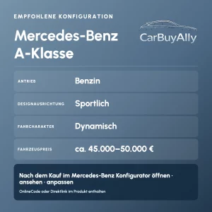 Mercedes-Benz A-Klasse (Benzin) &bull; Sportlich &bull; Empfohlene Konfiguration