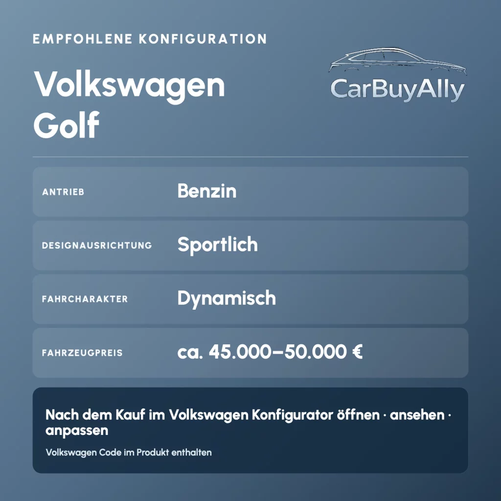 Volkswagen Golf (Benzin) • Sportlich • Empfohlene Konfiguration
