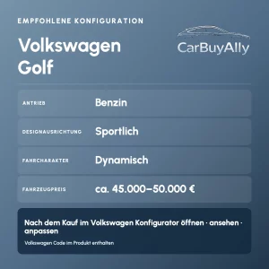 Volkswagen Golf (Benzin) • Sportlich • Empfohlene Konfiguration