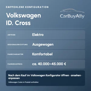 Volkswagen ID. Cross (Elektro) &bull; Ausgewogen &bull; Empfohlene Konfiguration