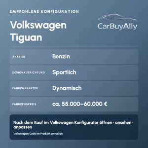 Volkswagen Tiguan (Benzin) • Sportlich • Empfohlene Konfiguration