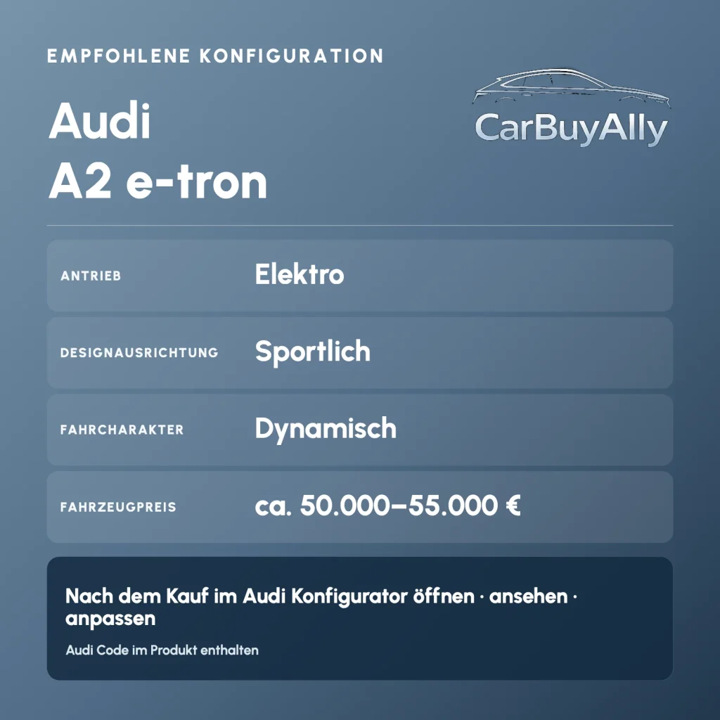 Audi A2 e-tron (Elektro) • Sportlich • Empfohlene Konfiguration