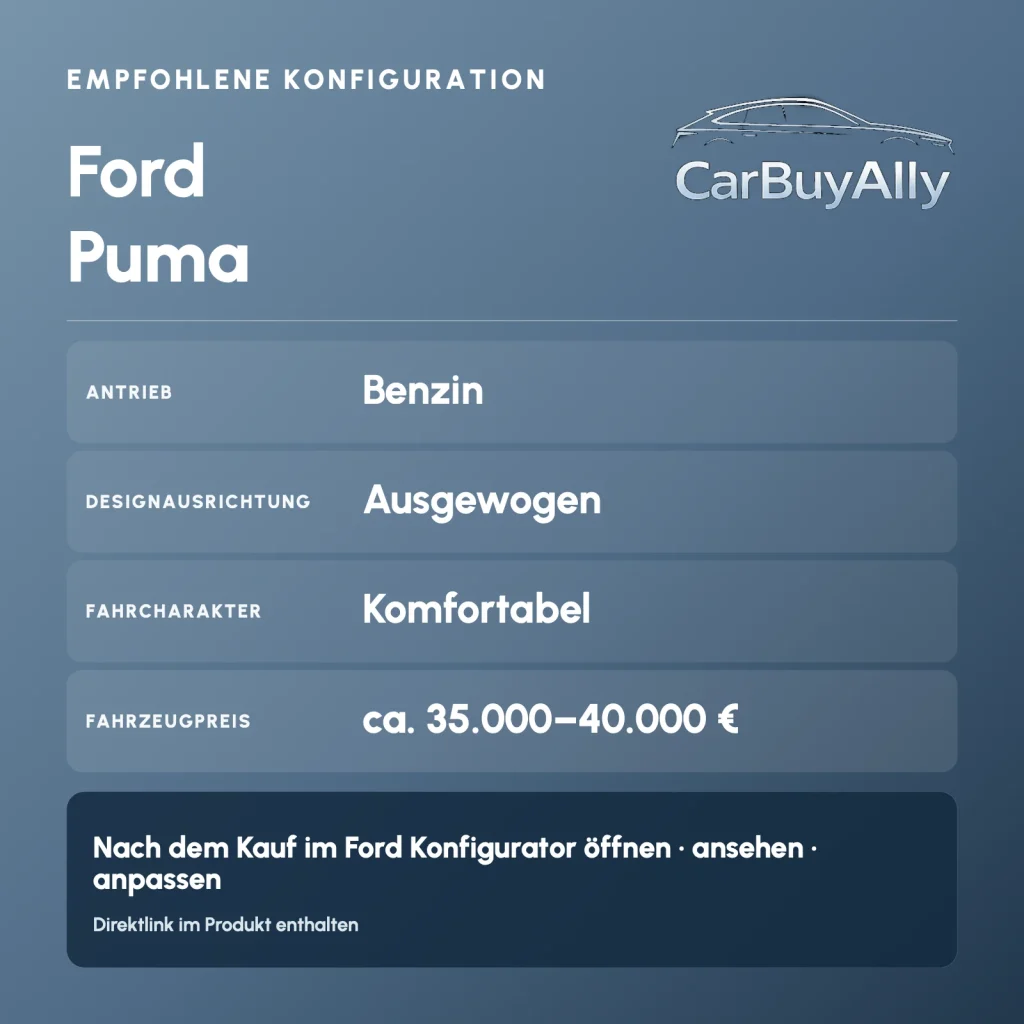 Ford Puma (Benzin) • Ausgewogen • Empfohlene Konfiguration