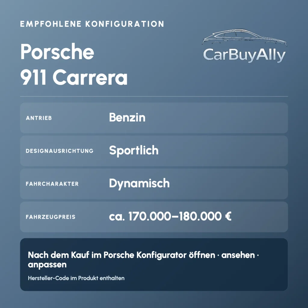 Porsche 911 Carrera (Benzin) • Sportlich • Empfohlene Konfiguration