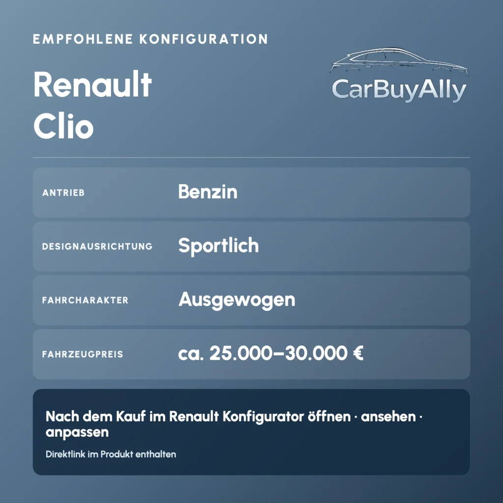 Renault Clio (Benzin) • Sportlich • Empfohlene Konfiguration