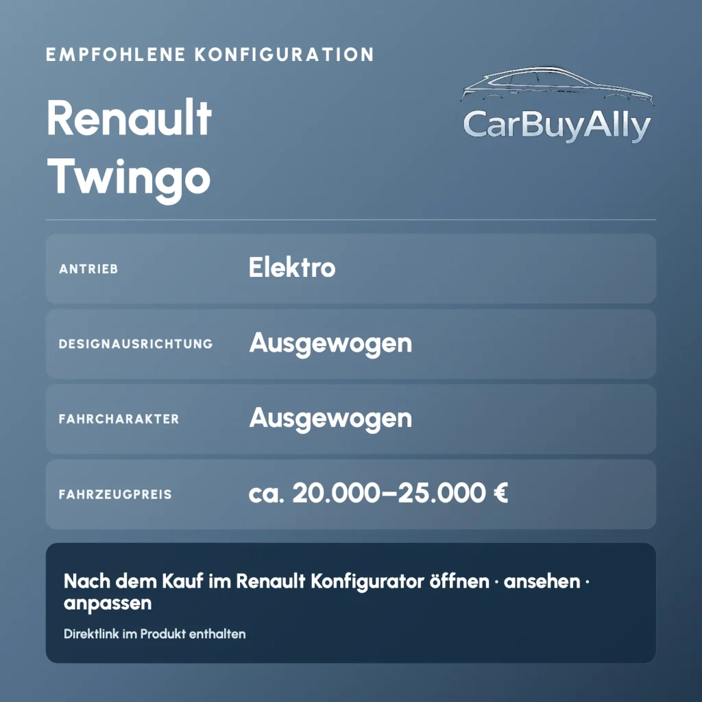 Renault Twingo (Elektro) • Ausgewogen • Empfohlene Konfiguration
