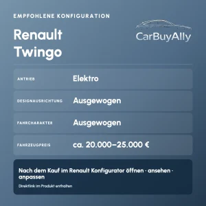 Renault Twingo (Elektro) • Ausgewogen • Empfohlene Konfiguration