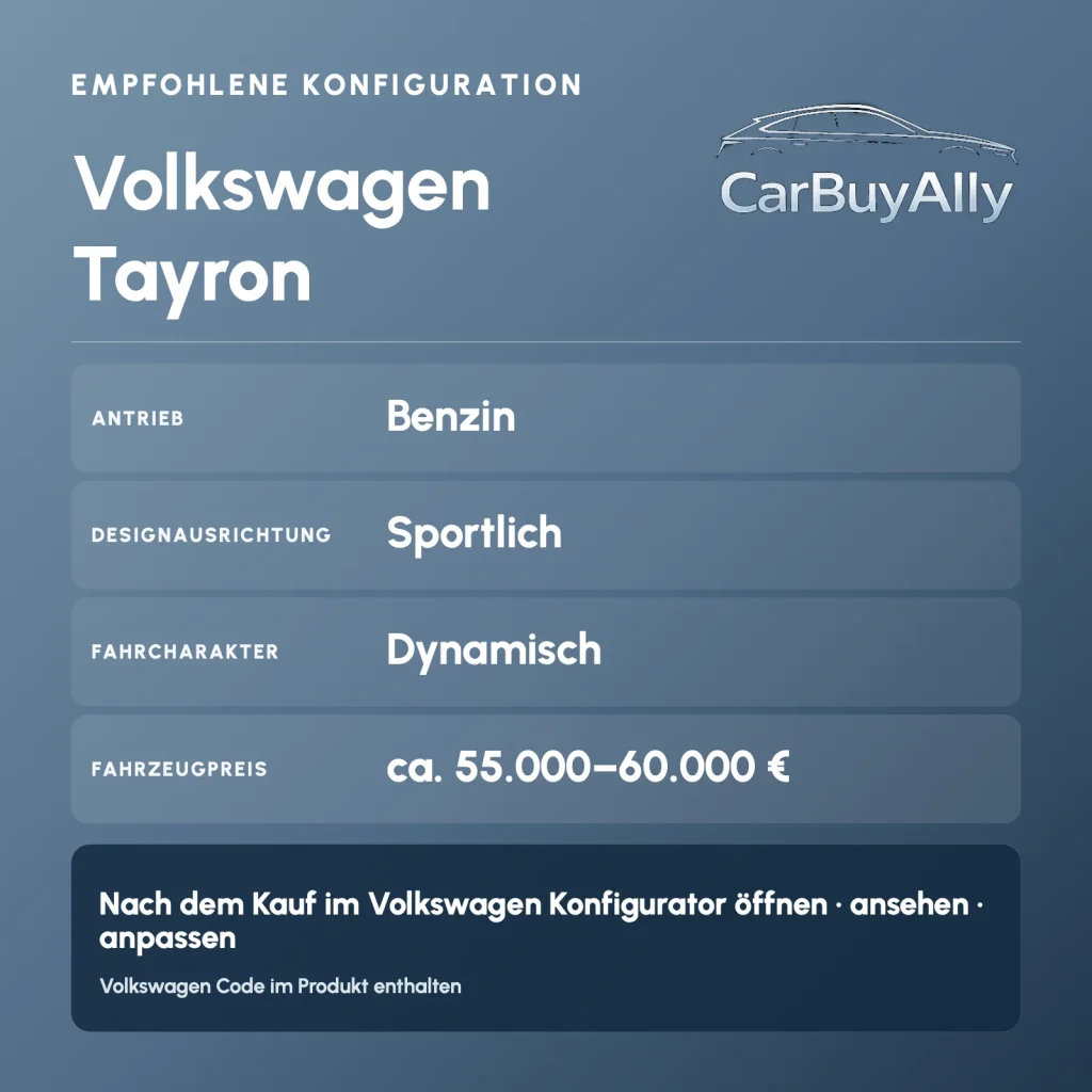 Volkswagen Tayron (Benzin) • Sportlich • Empfohlene Konfiguration
