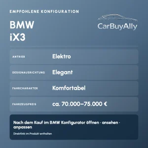 BMW iX3 (Elektro) &bull; Elegant &bull; Empfohlene Konfiguration